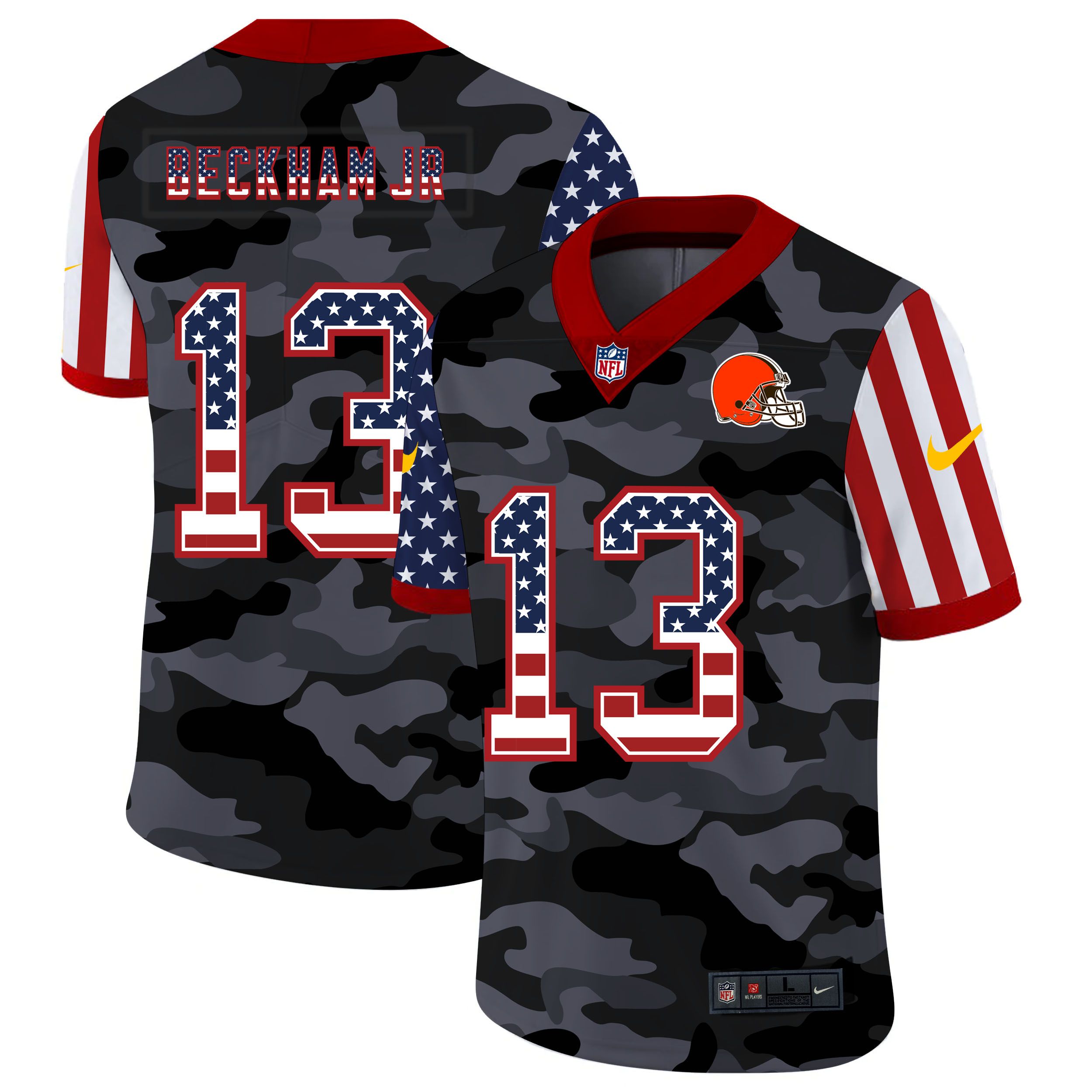 Men Cleveland Browns #13 Beckham jr 2020 Nike Camo USA Salute to Service Limited NFL Jerseys